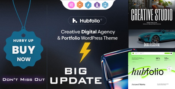 Hubfolio v1.0.9 创意组合和数字机构 WordPress Elementor 主题下载