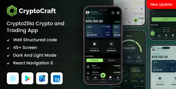 Cryptocraft v2.0-反应本机CLI加密货币移动应用模板源码下载
