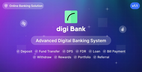 Digibank v1.6 高级数字银行系统带有奖励PHP源码下载