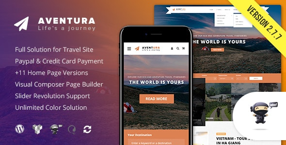 Aventura v2.8.6 旅行与旅游预订系统WP主题下载