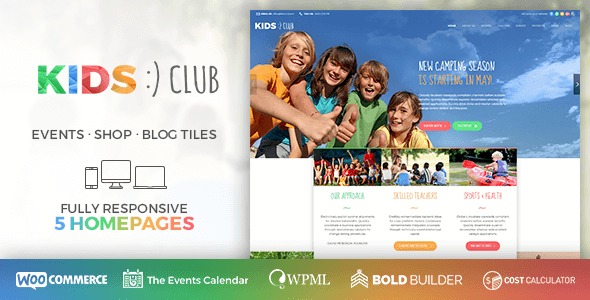 Kids Club v1.3.5 幼儿园，学校和营地WordPress主题下载