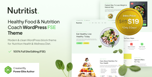 Nutritist v1.0.0  – 健康食品和营养教练FSE WordPress主题下载