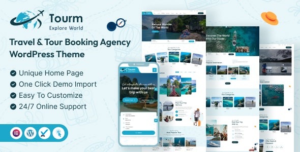 Tourm v2.1.0 旅行和旅游预订代理WordPess主题下载