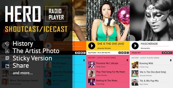 Hero v4.5 Shoutcast and Icecast广播播放器HTML模板下载