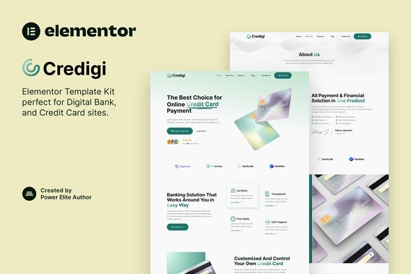 Credigi 1.0.0 – 数字银行和信用卡Elementor模板套件下载