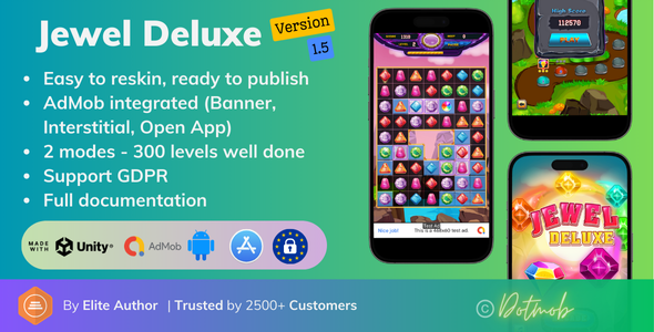 Jewel Deluxe v1.5- Unity完整项目（Android + iOS + ADMOB）源码下载