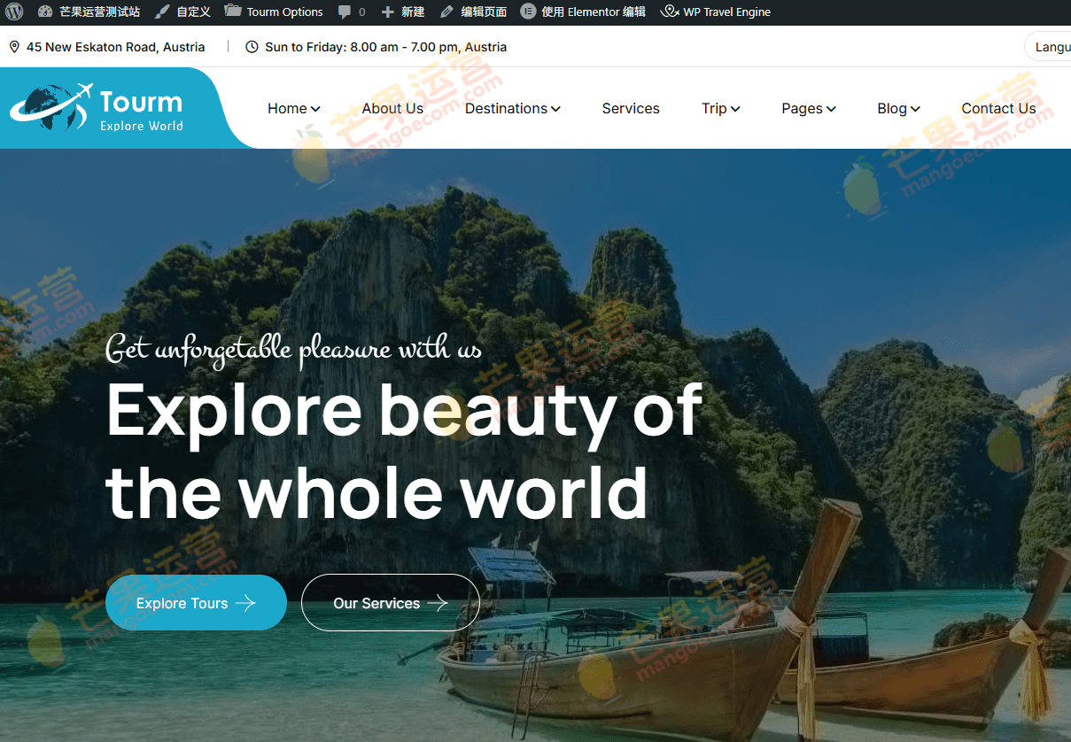 Tourm 旅行和旅游预订代理WordPess主题破解版下载