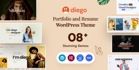 Diego v1.1.1 创意个人投资组合和简历WordPress主题下载
