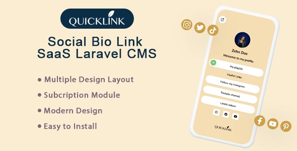 QuickBioLink (SAAS) v3.1 – Bio将SaaS链接到创作者，有影响力者和企业的SaaS PHP源码下载