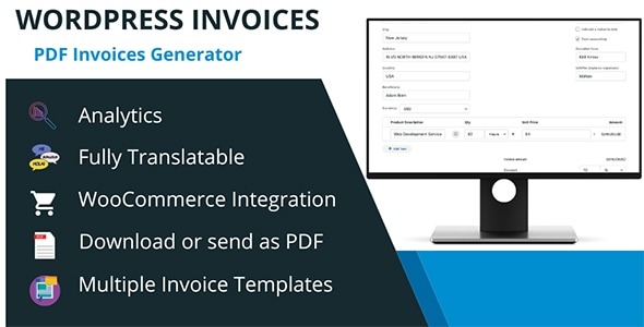 WordPress Invoice Generator with WooCommerce Integration and Stripe Payments v2.2 发票生成插件下载