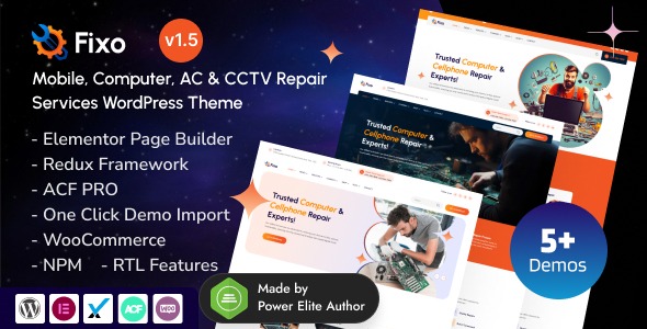 Fixo v1.7.0 移动和计算机维修服务Elementor WordPress主题下载