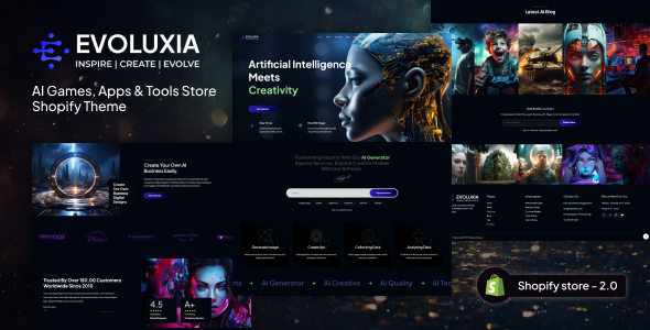 Evoluxia v1.0- AI游戏，应用程序和工具商店Shopify主题下载