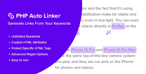 PHP Auto Linker – Advanced Keyword Linking v1.05 高级关键字链接PHP源码下载