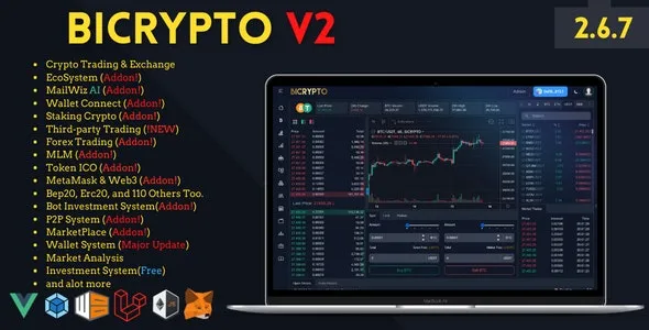 Bicrypto v5.6.0 加密货币交易平台、交易所、KYC、图表库、钱包、二元交易、新闻PHP源码下载