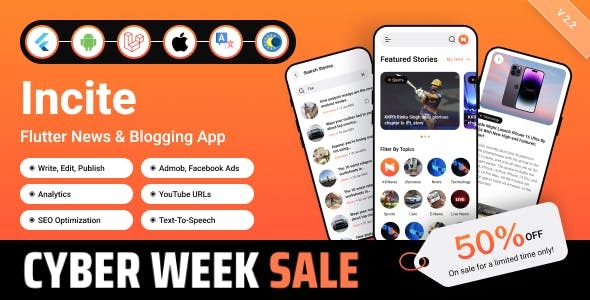 Incite News App v3.0 适用于 Android 和 iOS 的简短新闻应用程序和 Web、博客应用程序，带有 Laravel 管理面板PHP源码下载