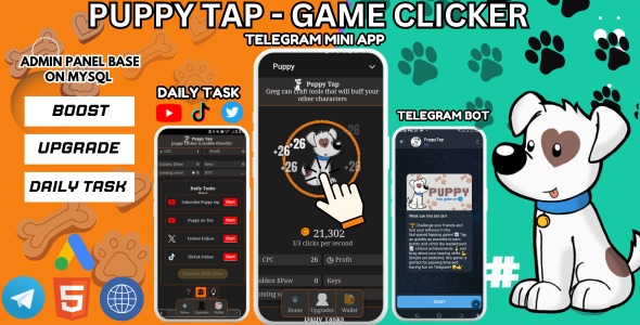 Puppy Tap – Telegram mining 27 August 2024 HTML游戏源码下载