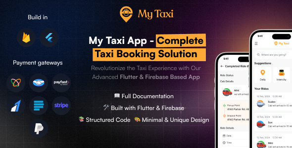 MyTaxi v8.0 – 完整的 Flutter 出租车预订、城际乘车和包裹递送PHP源码下载