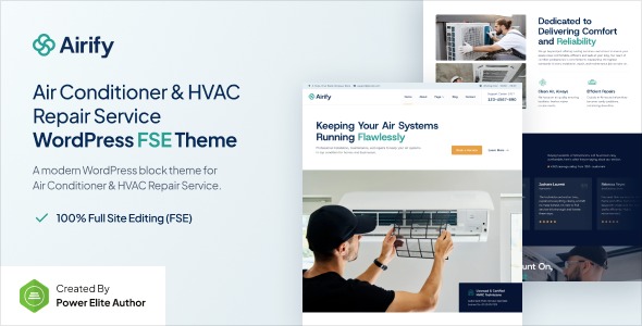 Airify v1.0.0 HVAC 维修服务 FSE WordPress 主题下载