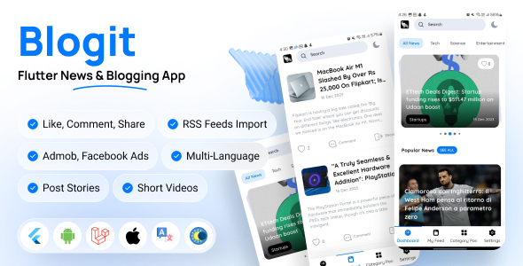 Blogit News App v2.5 – Flutter 新闻应用和网站完整解决方案app源码下载