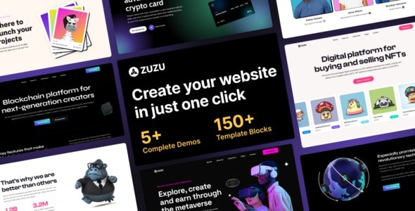 Zuzu v.1.0.2 – NFT 和加密 WordPress 主题下载