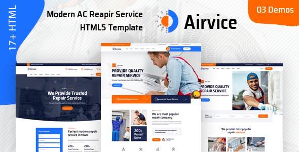 Airvice v1.0 – 空调维修服务HTML5模板下载