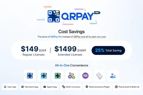QRPay Pro v1.4.0 – 包含所有附加组件的完整 QRPay 解决方案PHP源码下载