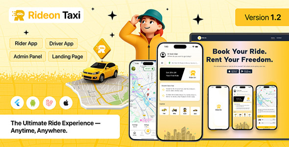 RideOn Taxi v1.2 – 完整的出租车预订解决方案app源码下载