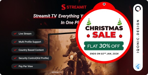 Streamit – OTT Streaming Flutter TV App (Add-on) v3.1.0 视频app应用源码下载