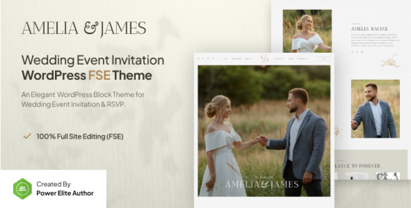 Amelia & James v1.0 – 婚礼邀请函 Gutenverse FSE WordPress 主题下载