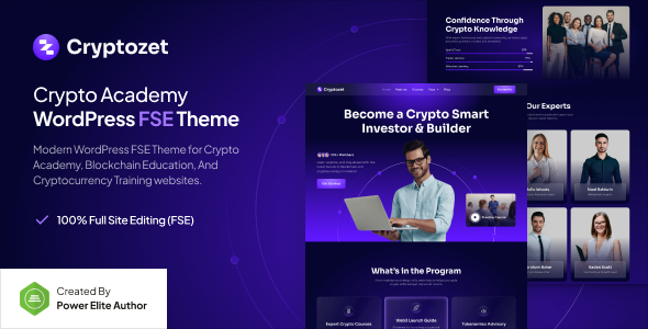 Cryptozet v1.0 – Gutenverse FSE 加密货币和区块链学院 WordPress 主题下载
