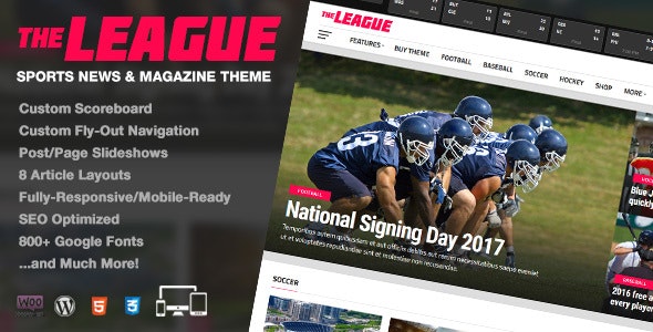 The League v4.6.2 体育新闻和杂志 WordPress 主题下载