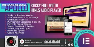 Apollo v2.4 固定式全屏HTML5音频播放器 – Elementor小部件插件下载