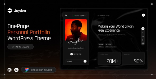 Jayden v1.9 个人Portfolio WordPress 主题下载