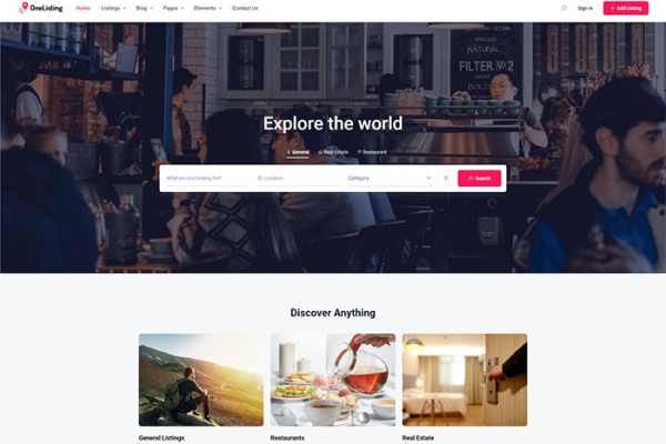 OneListing Pro v2.0.22 WordPress 企业目录主题下载