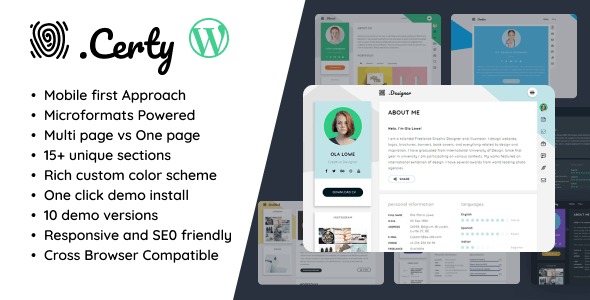 Certy v1.6.0 创意简历 WordPress 主题下载