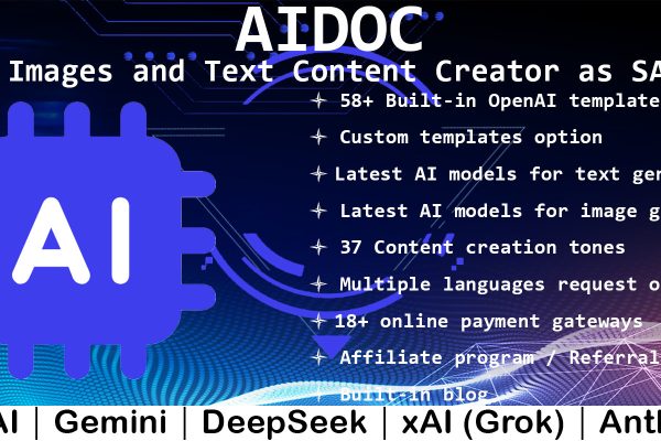 Aidoc v2.1 – AI写作助手和内容创作者PHP源码下载