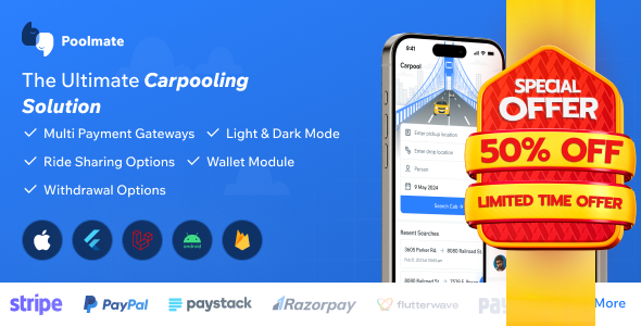 PoolMate v3.2 —— BlaBlaCar 克隆版 —— 基于 Flutter 的完整拼车解决方案源码下载
