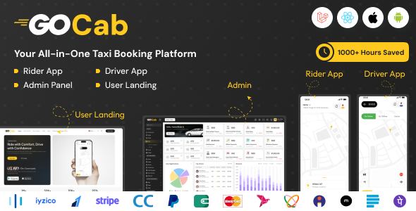 GoCab v1.0.0 —— Grab / Uber 克隆版 —— 出租车预订系统app源码下载