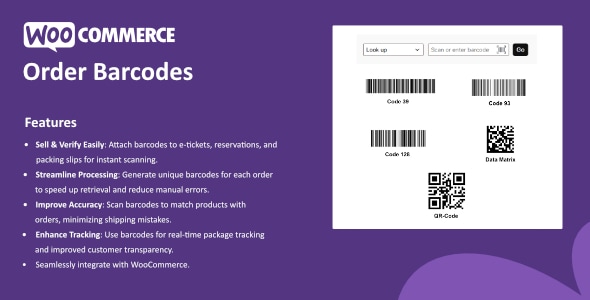 Order Barcodes for WooCommerce v1.1.0 By hulkplugins 订单条形码插件下载