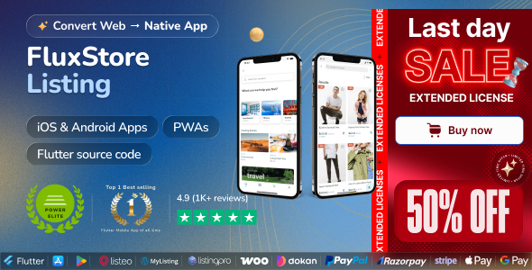 FluxStore Listing 6.0 —— 基于 Flutter 开发的最佳 WooCommerce 电商app应用下载
