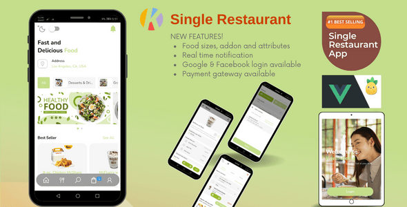 Karenderia Single Restaurant App Food Ordering with Restaurant Panel v1.0.5 Karenderia 单店餐饮应用：含餐厅管理面板的在线点餐系统app源码下载