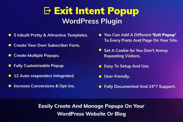 Exit Intent Popup WordPress Plugin v1.0.3 离站意图弹窗 WordPress 插件下载
