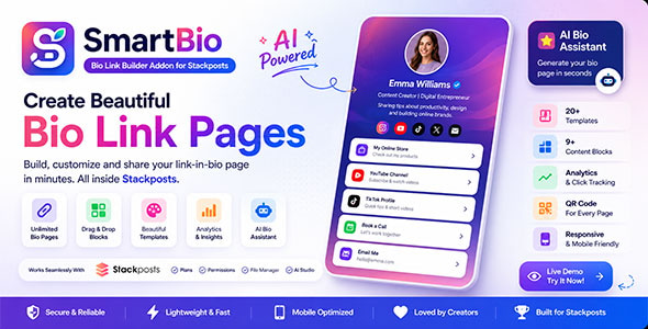 SmartBio v1.0 – Stackposts 聚合页链接生成器源码下载